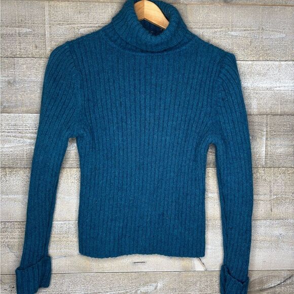 INC International Concepts petite medium wool blend blue turtleneck - Picture 1 of 3